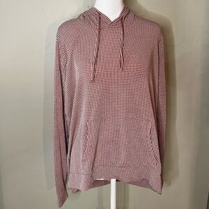 Weatherproof Vintage Red & White Gingham Print Hoodie in Size Large